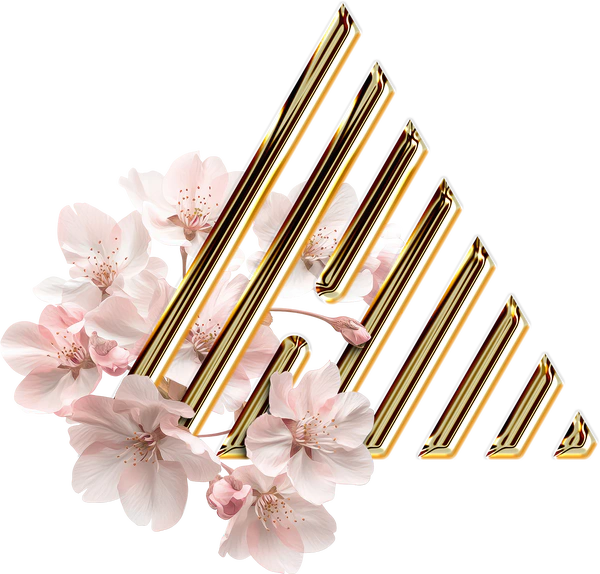 The Aesthetic MEET floral emblem with cherry blossoms